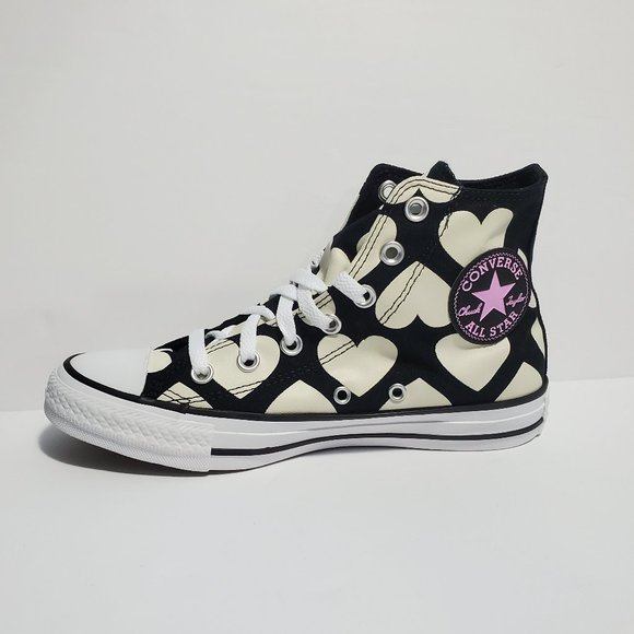 Converse Chuck Taylor Hearts Ivory/Pink High Tops - Picture 5 of 8